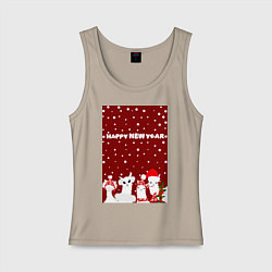 Женская майка Семья лам на новогодних каникулах