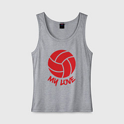 Майка женская хлопок Volleyball my love, цвет: меланж