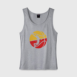 Майка женская хлопок Red yellow basketball, цвет: меланж