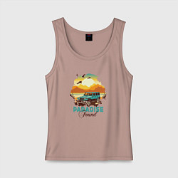 Майка женская хлопок Красивый закат и джип, цвет: пыльно-розовый