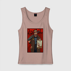 Майка женская хлопок Postal - petition, цвет: пыльно-розовый