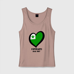 Майка женская хлопок Люблю эсперанто, цвет: пыльно-розовый