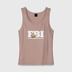 Майка женская хлопок FBI - beer inspector, цвет: пыльно-розовый