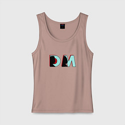 Майка женская хлопок Depeche Mode - DM logo, цвет: пыльно-розовый