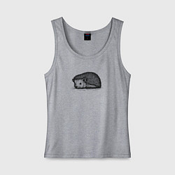 Майка женская хлопок Ежик притаился, цвет: меланж