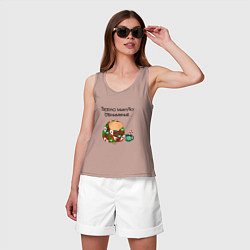 Майка женская хлопок Мем капибара в одеяле: требую минутку обнимания, цвет: пыльно-розовый — фото 2