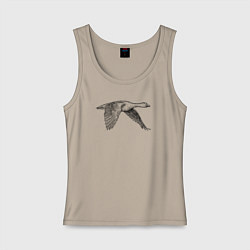 Майка женская хлопок Гусь в полёте, цвет: миндальный