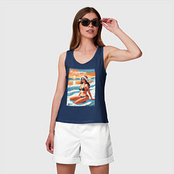 Майка женская хлопок MoMo - Курорты Мурманской области, цвет: тёмно-синий — фото 2