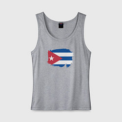 Майка женская хлопок Флаг Кубы, цвет: меланж