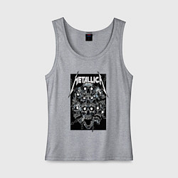 Майка женская хлопок Metallica - skulls, цвет: меланж