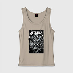 Майка женская хлопок Metallica - skulls, цвет: миндальный