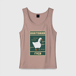 Майка женская хлопок Анатомия гуся, цвет: пыльно-розовый
