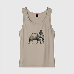 Майка женская хлопок Слон замерз, цвет: миндальный