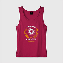 Майка женская хлопок Лого Chelsea и надпись legendary football club, цвет: маджента