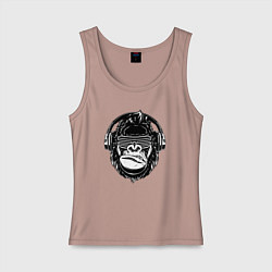 Майка женская хлопок Music gorilla, цвет: пыльно-розовый