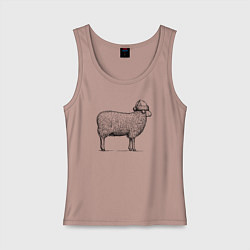 Майка женская хлопок Овечка новогодняя, цвет: пыльно-розовый