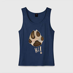 Майка женская хлопок Лапа собаки акварелью, цвет: тёмно-синий