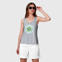 Майка женская хлопок Окружности со звездой, цвет: меланж — фото 2