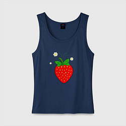 Майка женская хлопок Ягода клубничка крупная, цвет: тёмно-синий