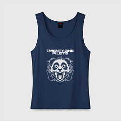 Майка женская хлопок Twenty One Pilots rock panda, цвет: тёмно-синий