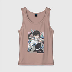 Майка женская хлопок Клинок рассекающий демонов Канао Цуюри квадрат, цвет: пыльно-розовый