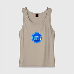 Майка женская хлопок FIAT logo blue, цвет: миндальный