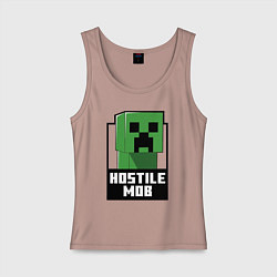 Майка женская хлопок Minecraft hostile mob, цвет: пыльно-розовый