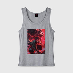 Майка женская хлопок Клинок, рассекающий демонов Тандзиро Камадо дыхани, цвет: меланж