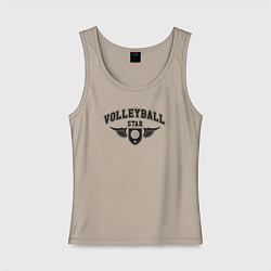 Майка женская хлопок Volleyball star, цвет: миндальный