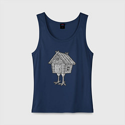 Майка женская хлопок Избушка на курьих ножках, цвет: тёмно-синий