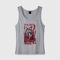Майка женская хлопок Человек-бензопила Devil Hunters, цвет: меланж
