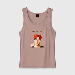 Майка женская хлопок Choi San Ateez, цвет: пыльно-розовый
