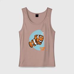 Майка женская хлопок Рыбка-клоун, цвет: пыльно-розовый