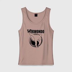 Майка женская хлопок Тхэквондо удар ногой, цвет: пыльно-розовый