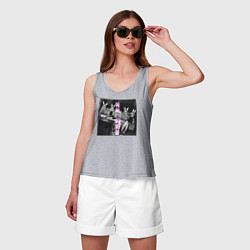 Майка женская хлопок G I-dle участницы с масками кроликов, цвет: меланж — фото 2