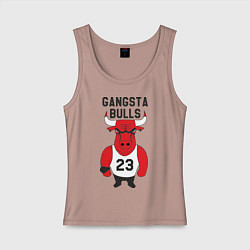 Майка женская хлопок Gangsta Bulls 23 цвета пыльно-розовый — фото 1