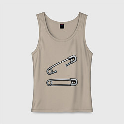 Майка женская хлопок Булавки, цвет: миндальный