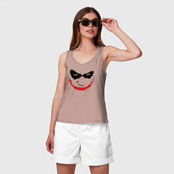 Майка женская хлопок Хит Леджер лицо джокера, цвет: пыльно-розовый — фото 2