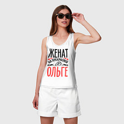 Майка женская хлопок Женат на Ольге, цвет: белый — фото 2