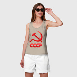 Майка женская хлопок СССР Логотип, цвет: миндальный — фото 2