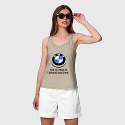 Майка женская хлопок BMW Driving Machine, цвет: миндальный — фото 2