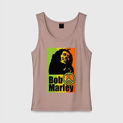 Майка женская хлопок Bob Marley: Jamaica, цвет: пыльно-розовый