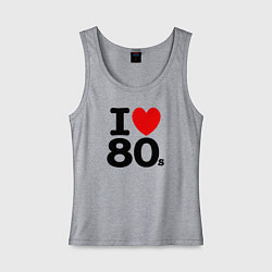 Майка женская хлопок I Love 80s, цвет: меланж