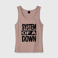 Майка женская хлопок System Of A Down, цвет: пыльно-розовый