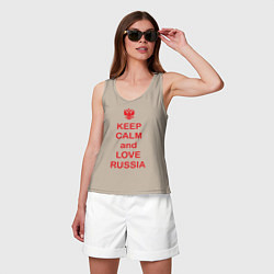 Майка женская хлопок Keep Calm & Love Russia, цвет: миндальный — фото 2