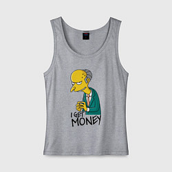 Майка женская хлопок Mr. Burns: I get money, цвет: меланж