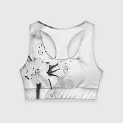 Топик спортивный женский Белая сакура, цвет: 3D-принт