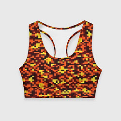 Топик спортивный женский Камуфляж пиксельный: оранжевый/желтый, цвет: 3D-принт