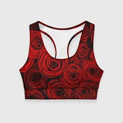 Топик спортивный женский Красные розы, цвет: 3D-принт