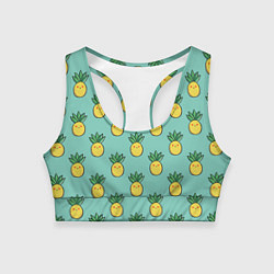 Топик спортивный женский Веселые ананасы, цвет: 3D-принт